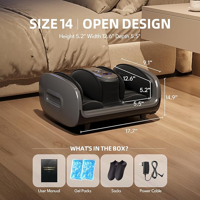 SUMELL Foot Massager with Heat & Ice Therapy - FSA HSA Eligible, Deep Kneading Shiatsu Compression w/Adjustable Intensity, Father's Day Gift for Plantar Fasciitis Relax, Neuropathy and Pain Relief