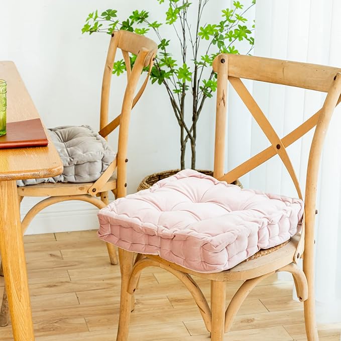 Square Floor Cushion, 15" Soft Velvet Floor Seating Pillow Cushion with Handle Thicken Decorative Floor Pillow Cushion for Yoga Living Room Balcony Outdoor Bedroom Tatami, Pink - Bloomnest