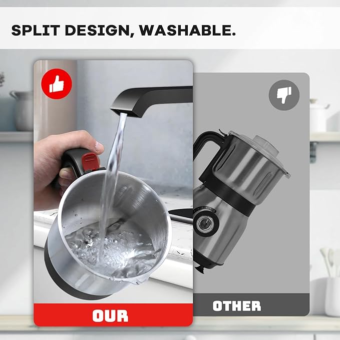 Electric Spice and Nut Grinders - 3 Stainless Steel Blades, 1 Filter, 1 Brush - 500W Grinder for Kitchen Dry Use (Black) - Bloomnest