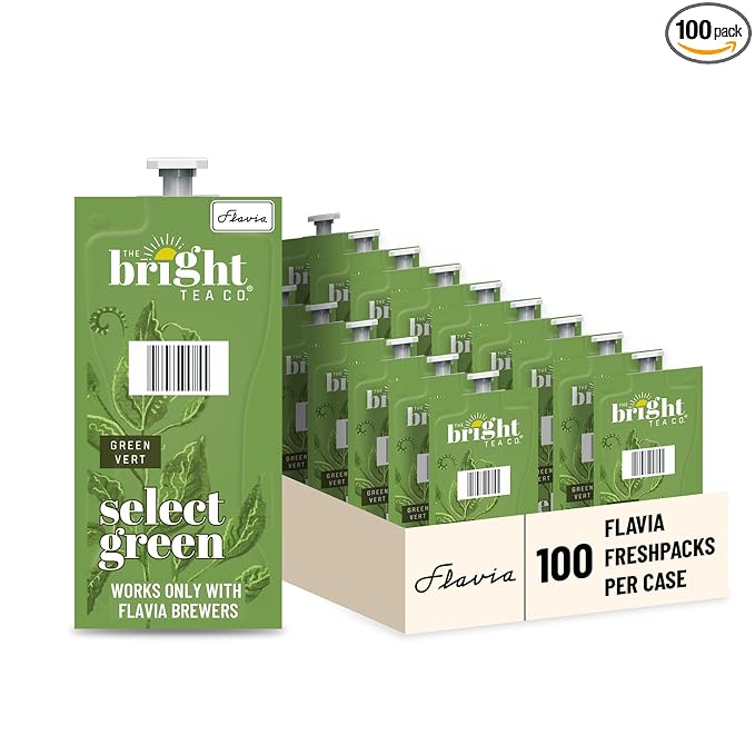 Flavia Bright Tea Co. Select Green Tea Freshpacks works only with Flavia Brewers (Case of 100) - Bloomnest