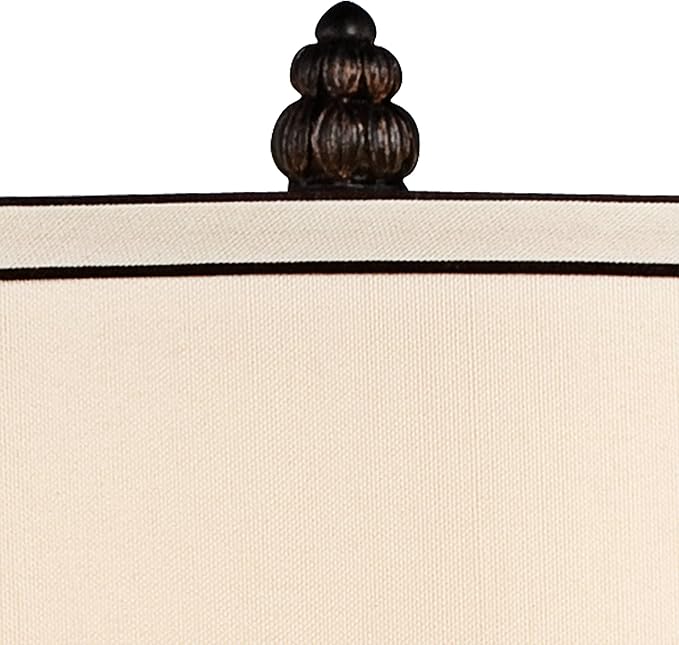 Kathy Ireland Mulholland Traditional Vintage Table Lamp with White USB Charging Dimmer Cord 37" Tall Bronze Golden Marbleized White Bell Shade for Living Room Bedroom House Bedside Nightstand - Bloomnest