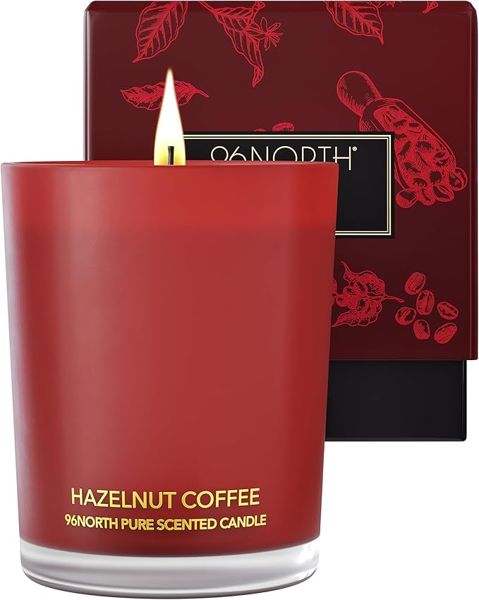 96NORTH | Pure Hazelnut Coffee Candle | 100% Natural Soy Wax | 1-Wick Jar Candle | Natural Fragrance Technology | Non Toxic | Up to 35 Hours Burning Time | Aromatherapy Gift for Men and Women - Bloomnest