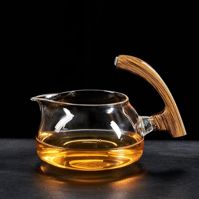 Glass Kungfu Teapot Set Tea maker with Infuser Semi Automatic Tea Set with 6 Small Cups (Brown) - Bloomnest