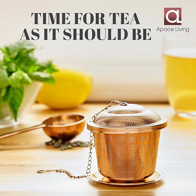 Tea Infuser (Set of 2) with Tea Scoop and Drip Dray - Ultra Fine Tea Strainer for Loose Leaf Tea - Stainless Steel Tea Steeper for a Superior Brewing Experience - Bloomnest