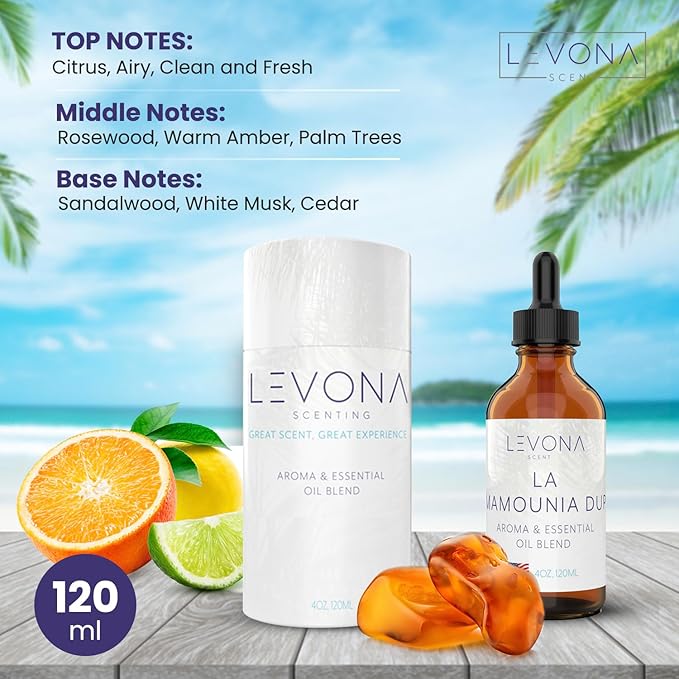 Levona Scent Essential Oils - Scents for Home, Hotel & Office Use - Perfect for Home Diffuser & Humidifiers - Aroma Fragrance Oil, Ideal for Massage, Relaxation, and Spa - La Mamounia Dup, 120ml LEVONASCENT