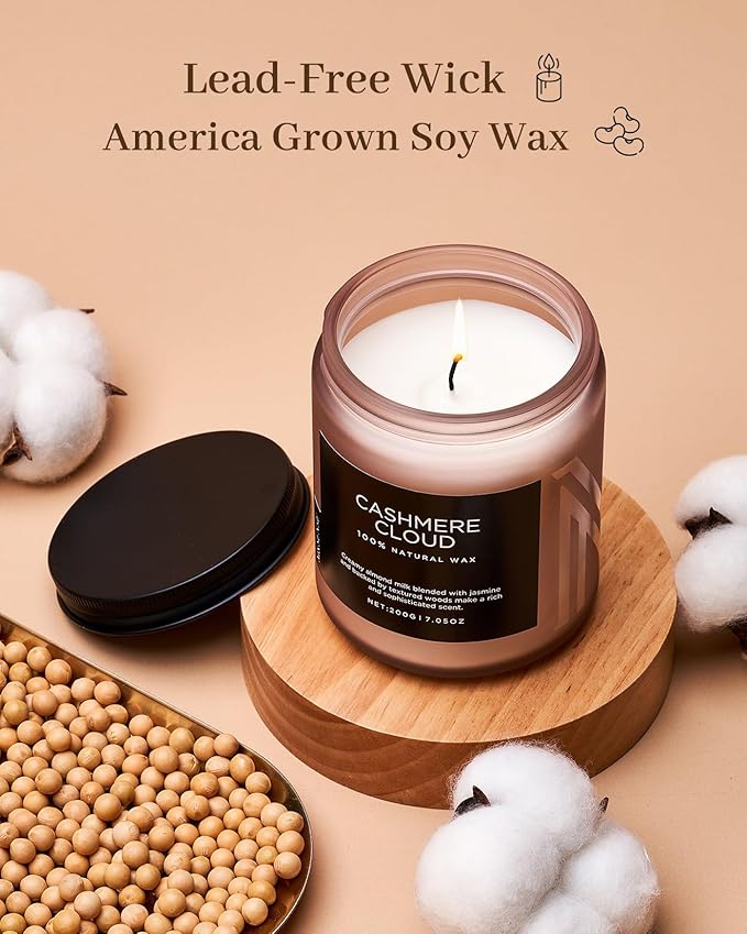 M&SENSE Creamy Almond Milk Scented Candles, Organic Natural Soy Wax Clean Non Toixc 7.05oz 50 Hour Slow Burning Candle for Bedroom Kitchen Home Decor, Housewarming Gifts for Women Men - Bloomnest