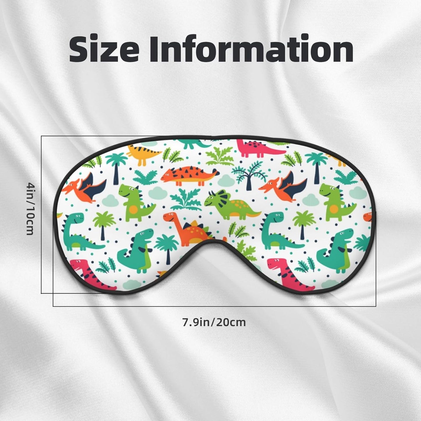 Sleep Eye Mask Funny Dinosaurs Leaves Sleep Mask for Women Men Comfortable Eye Mask with Adjustable Strap Soft Eye Cover Blindfold for Travel Yoga Nap Shift Work