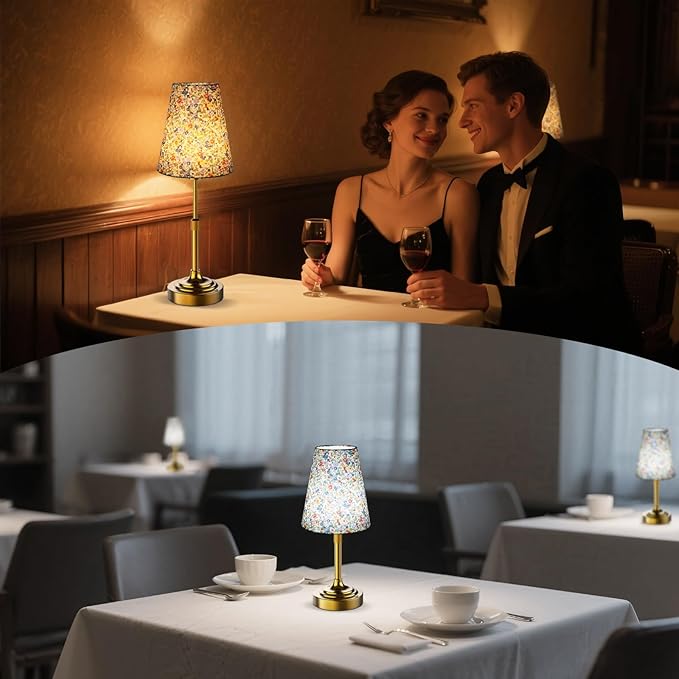 Scalable Portable Cordless Table Lamp, Built in Rechargeable Battery, 2700-6000k Color Temperature, Fully Dimmable, Ambient Light for Patio, Restaurant, Bar, Bedroom, Dining (Flower) - Bloomnest