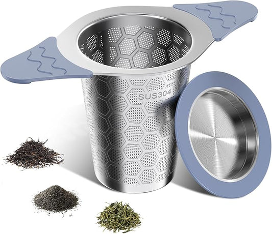 Tea Infuser for Loose Leaf Tea,Stainless Steel Tea Infuser with Heat Proof Silicone Handles,Extra Fine Mesh Tea Strainers Filter Fine Tea Leaves Effectively,Fits TeaPots/Mugs - Bloomnest