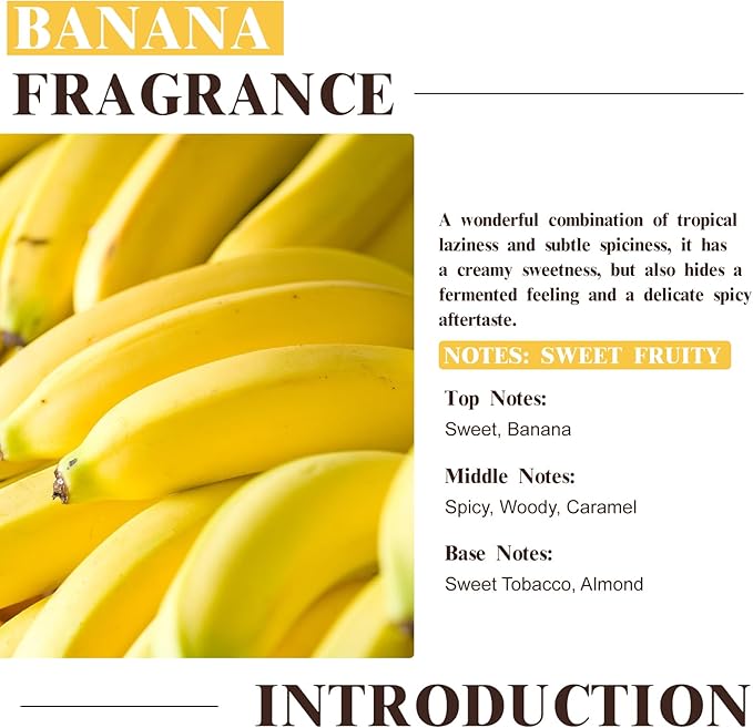 EUQEE 2.02 Fl oz Banana Fragrance Oil, Premium Fragrance Essential Oil with Glass Dropper for Diffuser, Soap Candle Making - 60ml - Bloomnest