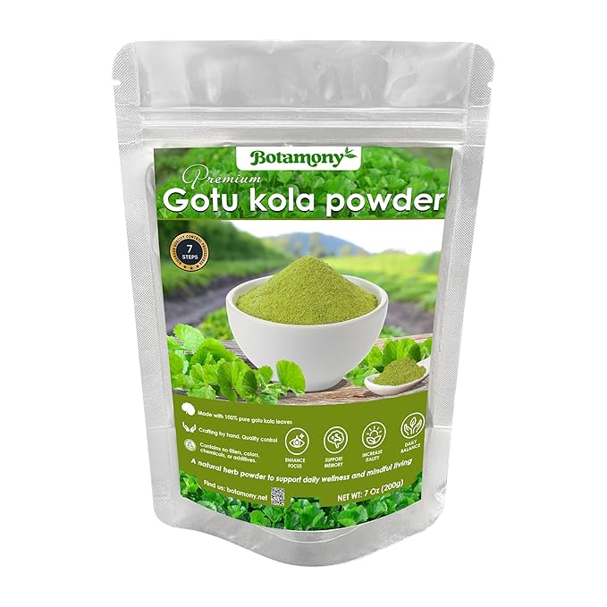 BOTAMONY Organic Gotu Kola Powder 7oz, Centella Asiatica Herbal, Non-GMO Vegan Gluten-Free, Traditionally Used in Ayurveda for Focus and Daily Vitality, Fine Leaf Powder - Bloomnest