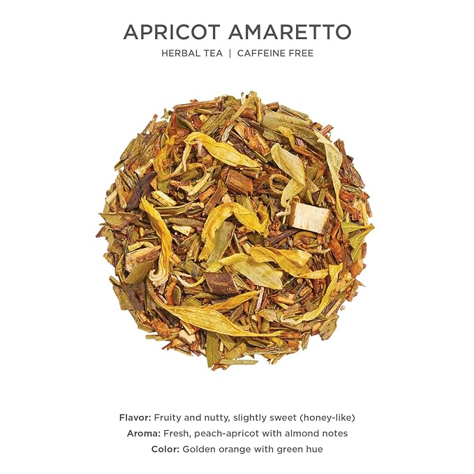 Tea Forte Apricot Amaretto Premium Loose Leaf Caffeine-Free Herbal Tea Blend Canister, Makes 35-50 Cups - Bloomnest