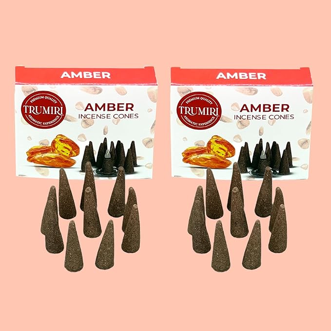 Amber Incense Cones - 60 Pack (10 x 6 Scents) - Scented Cone Incense TRUMIRI
