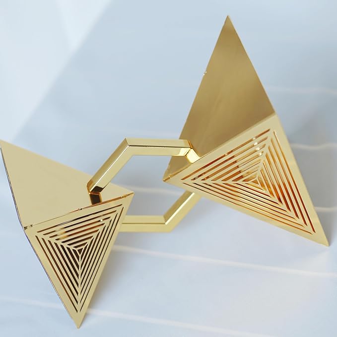Geometric Charcoal Incense Burner Holder- Gold Electroplated Metal Burner with Anti-Oxidation Coating, Premium Bakhoor Burner for Home Decor and Meditation, Unique Triangle Design Spiritual Gift - Bloomnest