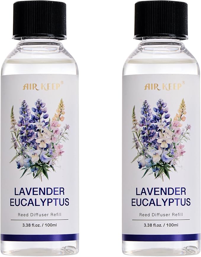 Airkeep Reed Diffuser Oil Refill/Lavender Eucalyptus/3.38 oz(100ml)/2 Pack/Scented Oil Refill for Reed Diffuser Home Fragrance for Bedroom, Bathroom Office Home Decor - Bloomnest