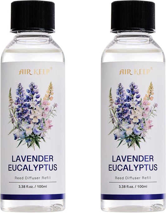 Airkeep Reed Diffuser Oil Refill/Lavender Eucalyptus/3.38 oz(100ml)/2 Pack/Scented Oil Refill for Reed Diffuser Home Fragrance for Bedroom, Bathroom Office Home Decor - Bloomnest