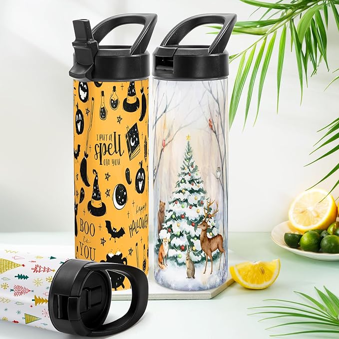 4 Pack Sublimation Water Bottle Blanks, 20 Oz Sublimation Tumblers with Handle Straw Lid, Insulated Stainless Steel Sports Skinny Straight Blank Tumbler Cup for Heat Press Sublimations Print - Bloomnest