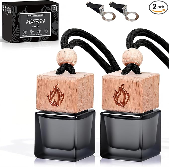 Car Air Freshener Hanging 2 Pack, Cool Ice Fragrance Essential Oil Diffuser for Cars, Long Lasting Car Scent Air Fresheners Car Accessories for Men - Bloomnest