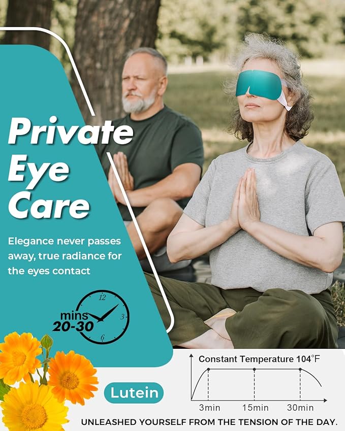 16 Packs Lutein Steam Eye Masks for Dry Eyes Self Heated Disposable Sleep Mask Soothing Headache Relief Dry Eye,Hot Warm Compress for Stress Relief Relief Eye Fatigue, Spa Items Travel Essentials - Bloomnest