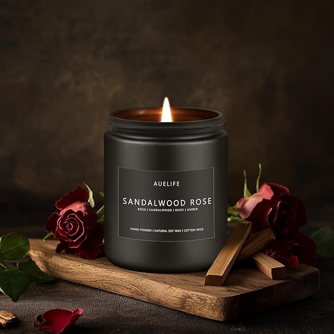 Sandalwood Rose Candle | Scented Candles for Home, Aromatherapy Candle - Soy Candles for Home Scented, Gifts for Women Men, House Fragrance Decoration -7oz - Bloomnest