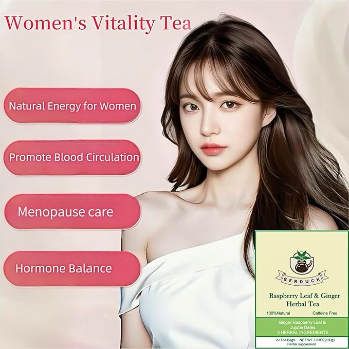 Organic Raspberry Leaf & Ginger Tea for Hormone Balance,Fertility & Pregnancy with Jujube - Caffeine-Free Traditional Herbal Tea for Breastfeeding,Postpartum,Lactation,PMS & PCOS Support - 20 Tea Bags - Bloomnest