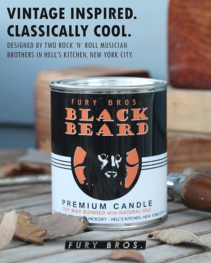 Long-Burning, One-Pint Premium Candles for Men | Vintage Inspired Oil Can Design | Arrowhead - Smoked Tonka & Pipe Tobacco | Soy Wax, Vegan Friendly, Made in The USA | Fury Bros. | Classically Cool - Bloomnest