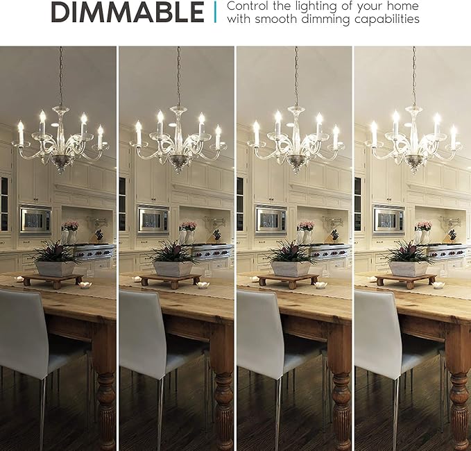 LUXRITE 4W Vintage Candelabra LED Bulbs Dimmable, 400 Lumens, 4000K Cool White, LED Chandelier Light Bulbs 40W Equivalent, Clear Glass, Filament Candle Bulb, UL Listed, E12 Base (16 Pack) - Bloomnest