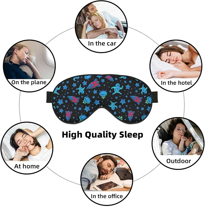 Sleep Eye Mask Astronaut in Outer Space Sleep Mask for Women Men Comfortable Eye Mask with Adjustable Strap Soft Eye Cover Blindfold for Travel Yoga Nap Shift Work - Bloomnest