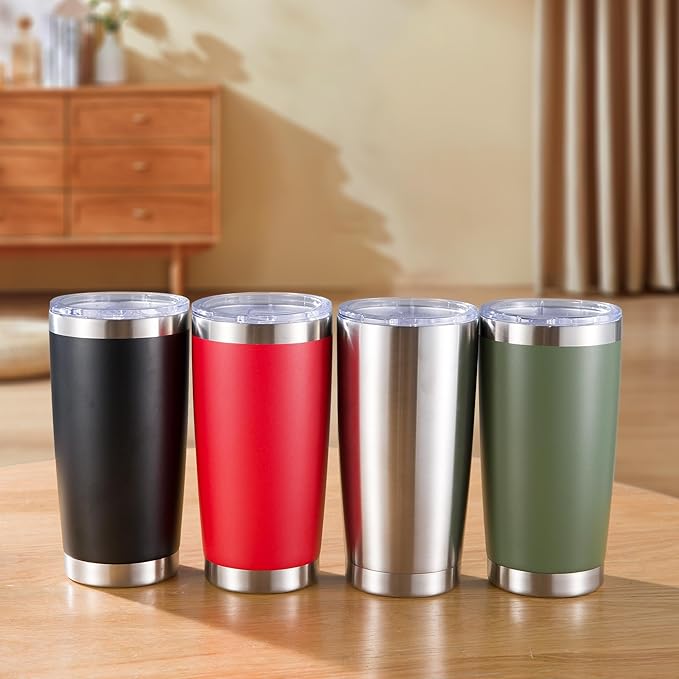 20 oz Tumbler Stainless Steel Tumblers with Lid Double Wall Vacuum Insulated Coffee Mug 20oz Powder Coated Cup for Hot and Cold Drinks, Stainless, 1 pack - Bloomnest