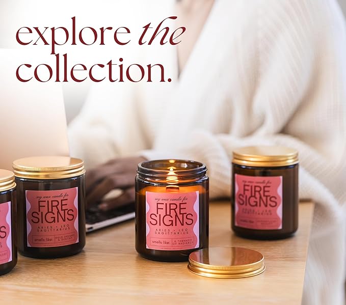 Pisces, Cancer, Scorpio Gifts for Women - 4Pack Wood Wick Candles, 6oz Small Candles Set for Women. Zodiac Astrology Birthday Spiritual Gifts, Natural Soy Wax - Bloomnest