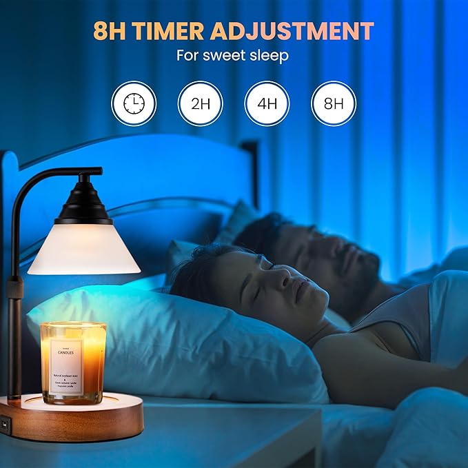 Candle Warmer Lamp New Modern Teardrop Style (4 Bulbs, Dimmer/Timer, Adjustable Pole, USB A&C Charging Ports)-Soft Brightness-Creates Ambience-Giftbox Included - Bloomnest