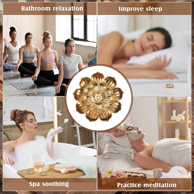 Layhit 60 Pcs Diwali Gifts Bulk Incense Holder 2.16 Inches/5.5 cm Return Gifts for Pooja Navratri Gold Lotus Incense Sticks Holder, Zinc Alloy Stick/Coil/Cone Anti Ash Spilling - Bloomnest