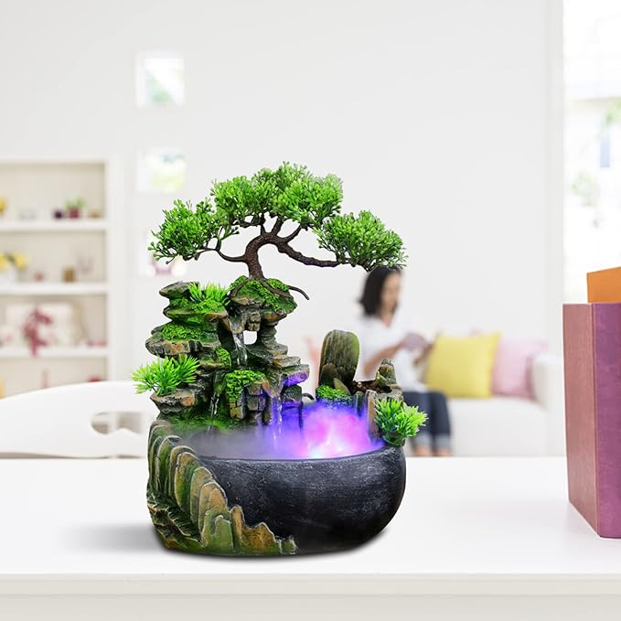 Rockery Water Fountain Desktop, Indoor Water Fountains, Zen Meditation Indoor Waterfall, Desktop Fountain for Home Office Bedroom Decoration - Bloomnest