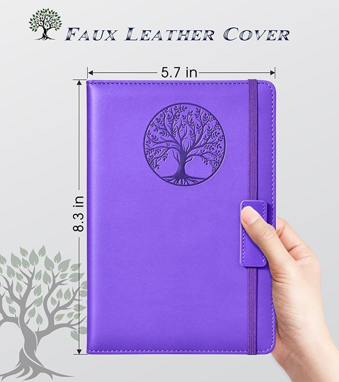Lined Journal Notebook for Women Men,256 Pages A5 Hardcover Leather Journals for Writing,Travel,Business,Work & School,College Ruled Notebooks for Note Taking,Diary Notepad 5.7"×8.3" purple - Bloomnest