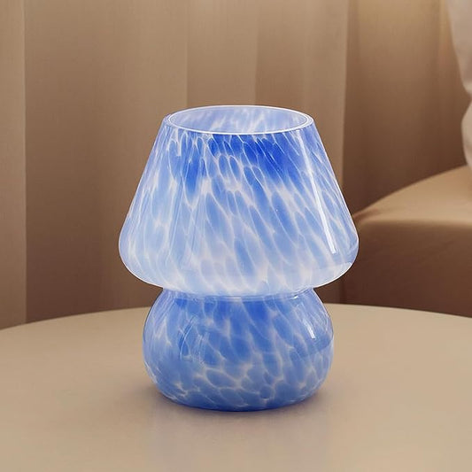 Mushroom Lamp Table Lamp for Bedroom,Desk Bedside Small Lamps for Living Room Night Stands,Mushroom Decor Cute Mini Modern Mid Century Lamps,Unique Aesthetic Home Living Room Decor(Ocean Blue) - Bloomnest
