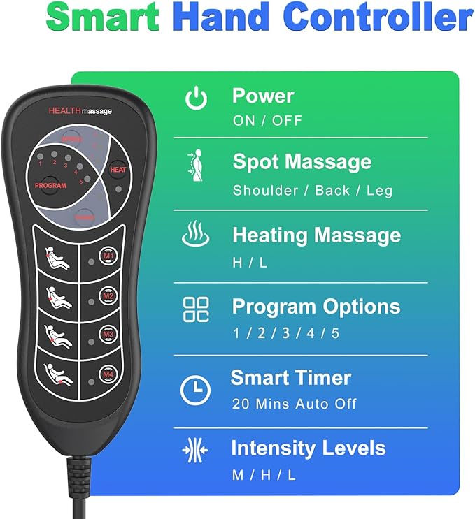 Full Body Massage Mat with Heat, Back Massager for Recliner with Lumbar Support, Heating & Vibration, Massage Chair Pad for Seniors, Office Workers & Family, Fatigue & Pain Relief in Office, Home - Bloomnest