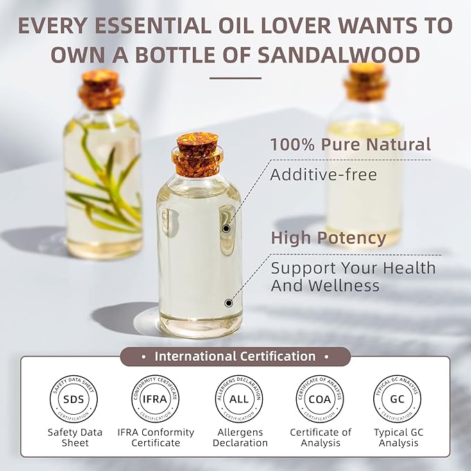 HIQILI Sandalwood Essential Oils, Long-Lasting Scent for Perfume, Diffuser, Soap Making & Candle- 16 Fl Oz - Bloomnest