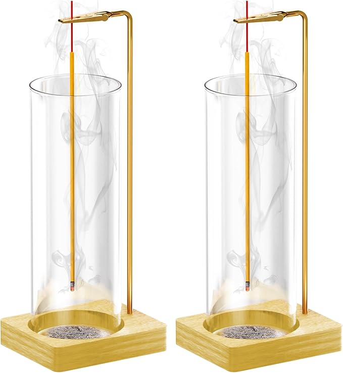 Incense Holder for Sticks, Insence-Stick Holder, Anti-Ash Flying No Mess Incense Burner, Incense Stick Holder with Glass Ash Catcher, for Yoga Spa Meditation Home Decor(2 Pack) - Bloomnest