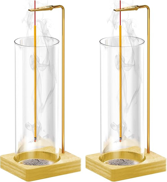 Incense Holder for Sticks, Insence-Stick Holder, Anti-Ash Flying No Mess Incense Burner, Incense Stick Holder with Glass Ash Catcher, for Yoga Spa Meditation Home Decor(2 Pack) - Bloomnest