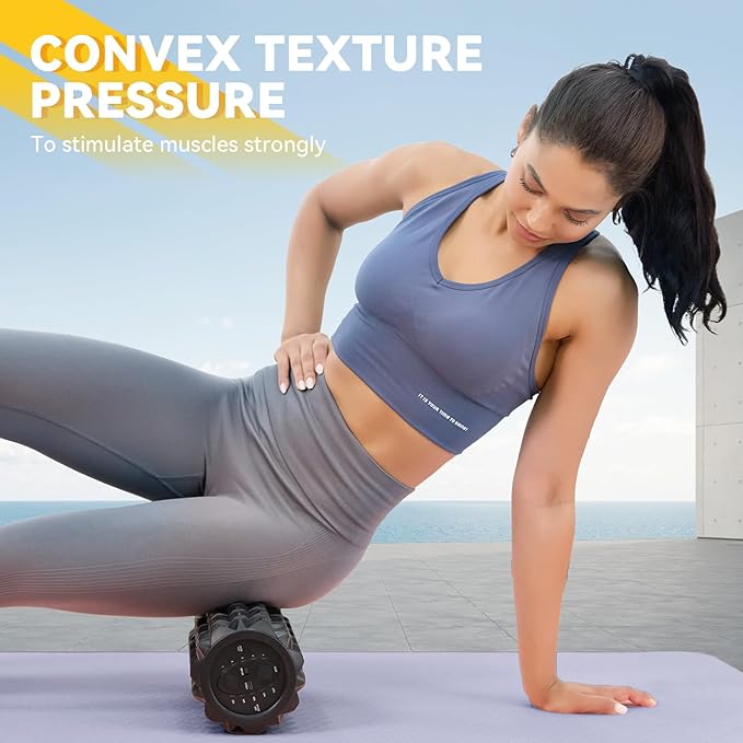 Vibrating Foam Roller, High Density Massage Muscle Roller Back Roller Foam for Back Pain Relief & Muscle Recovery and Physical Therapy, 5-Speed Rechargeable Exercise Roller, 2 Modes - Bloomnest