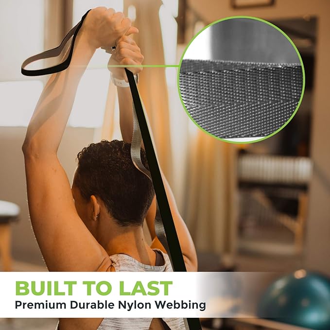 Gradient Fitness Stretching Strap for Physical Therapy, 12 Multi-Loop Stretch Strap 1" W x 8' L, Neoprene Handles, Physical Therapy Equipment, Yoga Straps for Stretching, Leg Stretcher. - Bloomnest