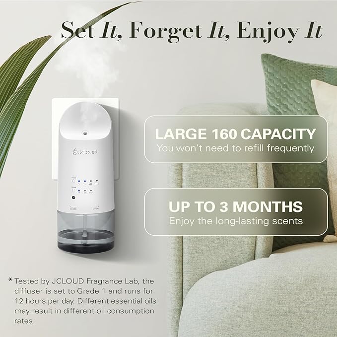 JCLOUD Plug in Diffuser for Essential Oils, 2 Pack Waterless Scent Diffuser Cover Up to 500 Sq. Ft. for Home, Office, Spa – Portable Wall Aromatherapy Device, White - Bloomnest