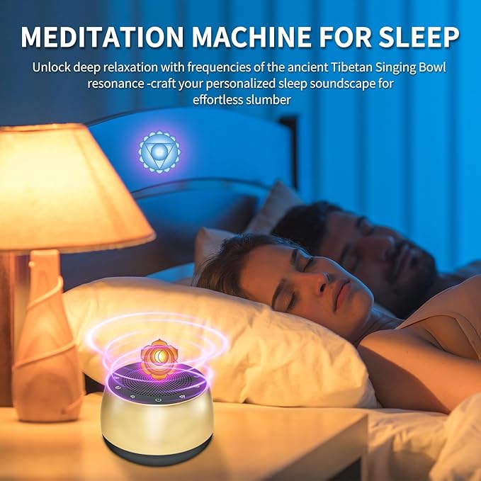 Meditation Sound Machine,Portable Electronic Singing Bowl Rifes Machine Frequency Healing,256HZ-432HZ-528HZ 9 Tones Singing Bowl Frequency Generator for Healing with 4 Level Timer and Luminous Button - Bloomnest