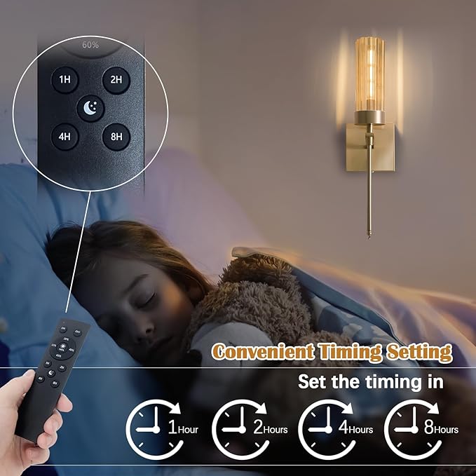 Battery Operated Wall Sconces Set of Two with Remote, Gold Rechargeable Wireless Wall Lights, Sconces Wall Decor Set of 2, Dimmable 2700K Battery Powered Sconce for Bedroom Living Room Hallway - Bloomnest