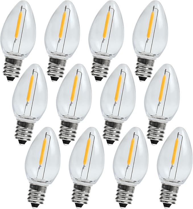 Night Light Bulb – C7 E12 LED Bulbs – Candelabra, 0.6 Watt Equivalent 7W Incandescent Bulb, Warm White 2700K, Window Candles & Chandeliers Replacement Bulb, 12 Pack - Bloomnest