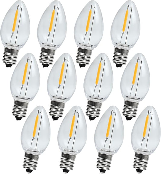 Night Light Bulb – C7 E12 LED Bulbs – Candelabra, 0.6 Watt Equivalent 7W Incandescent Bulb, Warm White 2700K, Window Candles & Chandeliers Replacement Bulb, 12 Pack - Bloomnest