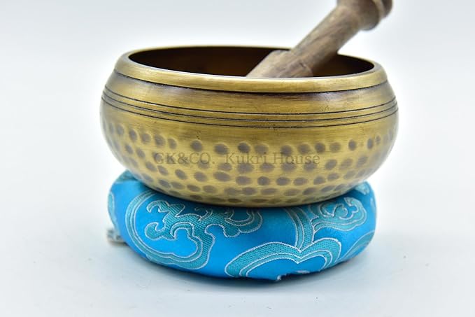 4 Inch Authentic Hand Beaten with Healing Mantra Engravings, Meditation Sound Bowl and Wooden Striker Handcrafted in Nepal, Yoga, Chakra Balancing,Healing, and Mindfulness - Bloomnest
