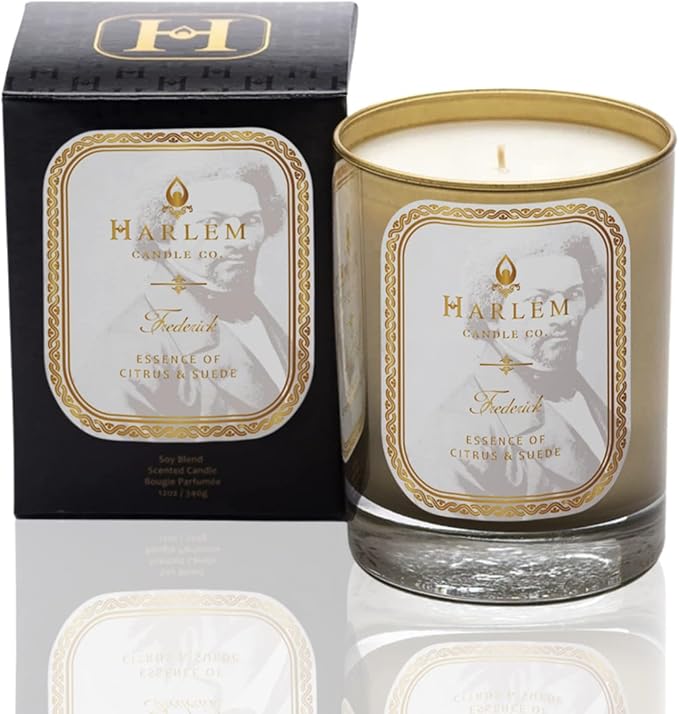 HARLEM CANDLE CO. Frederick - Luxury Scented Soy Candle, 11 oz - 80-Hour Burn Time | Bergamot, Yuzu, Cardamom, Suede, Sandalwood | Scented Candles for Home - Bloomnest