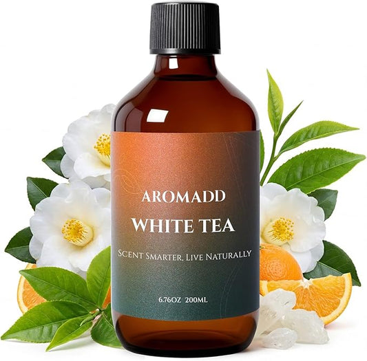 Aromadd White Tea Diffuser Oil Inspired by Luxury Hotel Scent, Essential Oils for Waterless Diffuser, White Tea & Bergamot, Long-Lasting & Natural Home Fragrance - 6.76 fl oz (200 mL) - Bloomnest