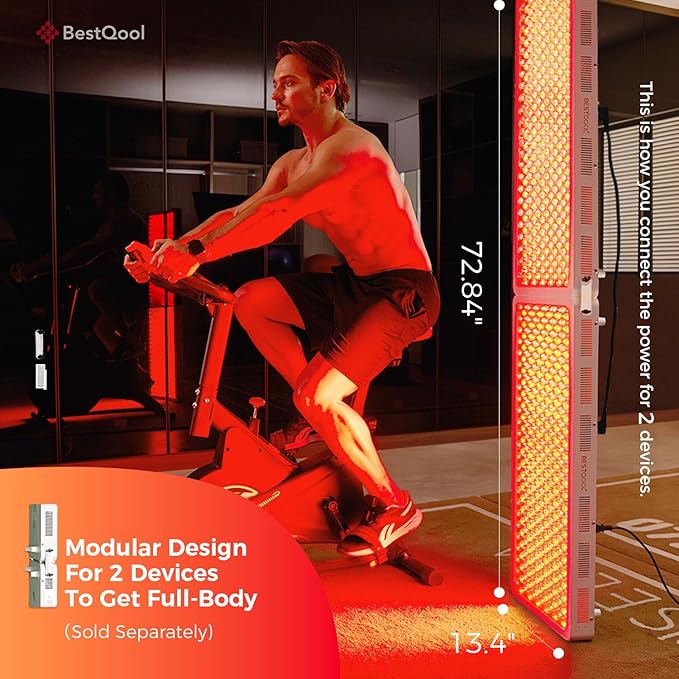 BestQool Red Light Therapy Device, 4 Wavelengths Full Body Infrared Red Light Therapy at Home, Elite Grade Dual Chip 300 LEDs, High Power, 500W. Modular Design. Bestqool